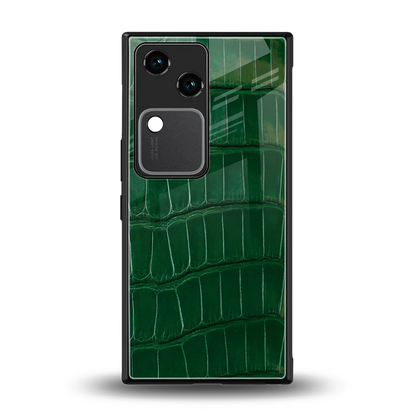 Croco Green back phone cover | glass case for vivo v30