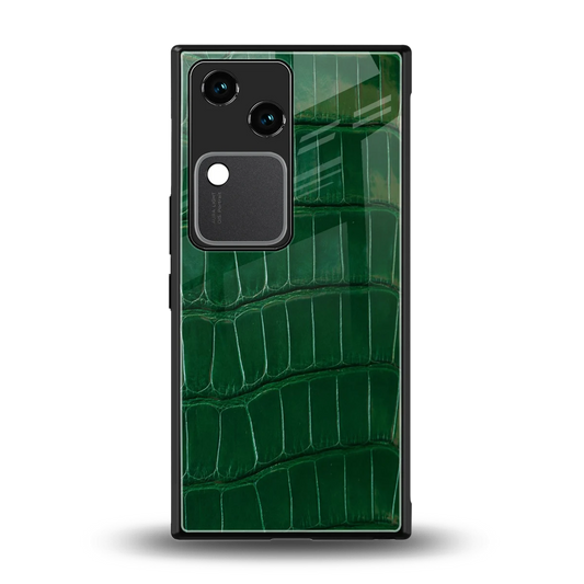 Croco Green back phone cover | glass case for vivo v30
