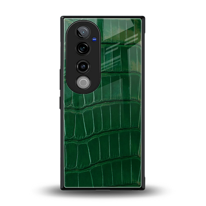 Croco Green back phone cover | glass case for vivo v40 pro