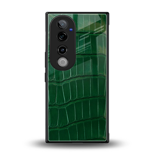 Croco Green back phone cover | glass case for vivo v40 pro