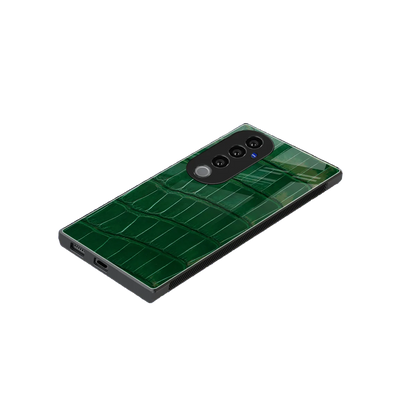 Croco Green stylish phone case for vivo v40 pro | glossy glass and slim fit