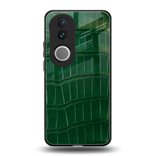 Croco Green back phone cover | glass case for vivo v50