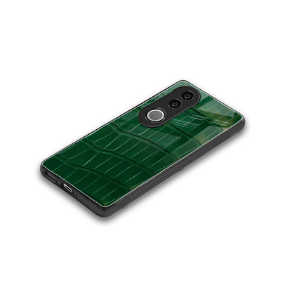 Croco Green stylish phone case for vivo v50 | glossy glass and slim fit