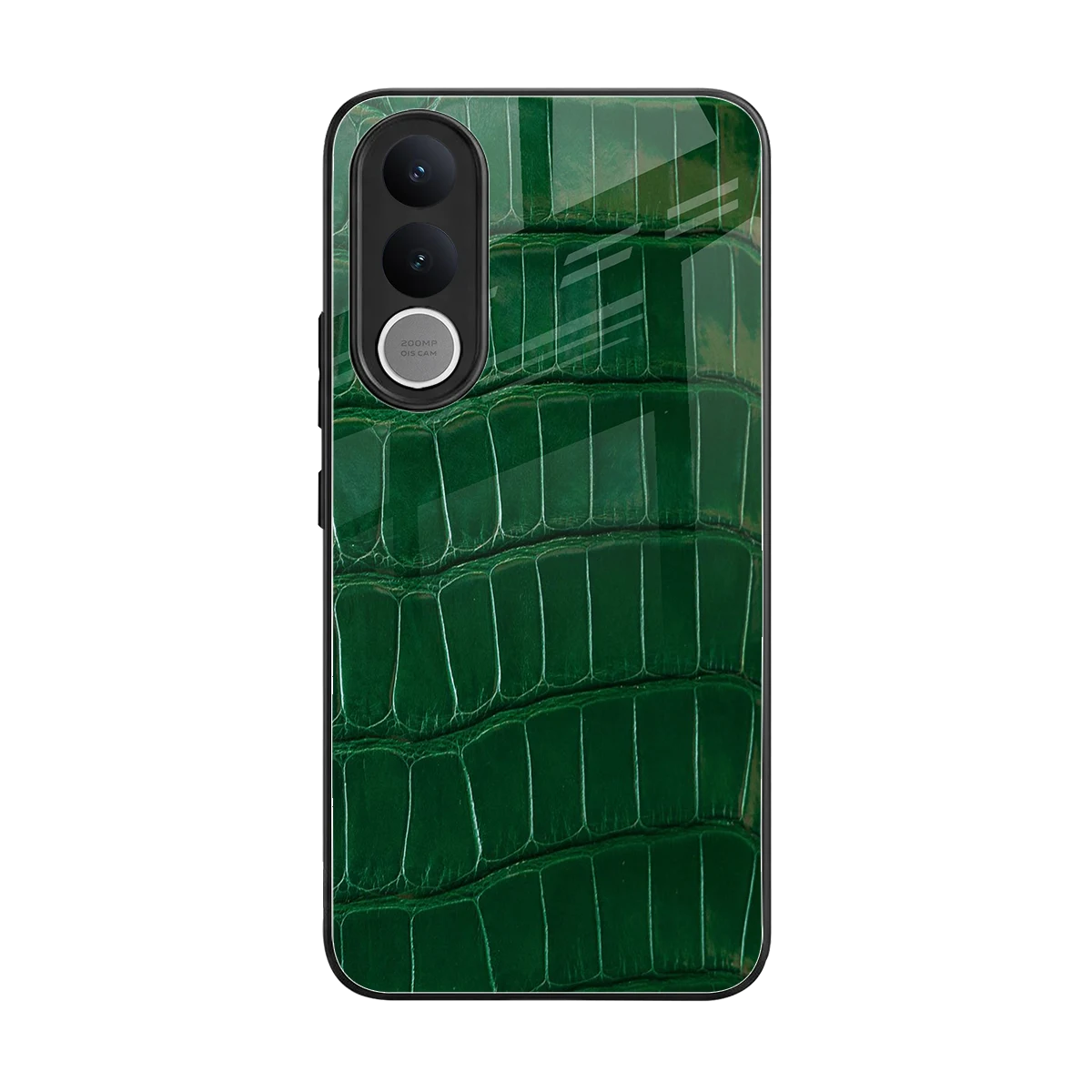Croco Green back phone cover | glass case for vivo v70 fe