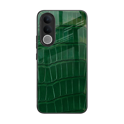 Croco Green back phone cover | glass case for vivo v70 fe