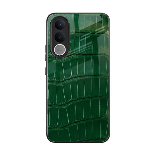 Croco Green back phone cover | glass case for vivo v70 fe