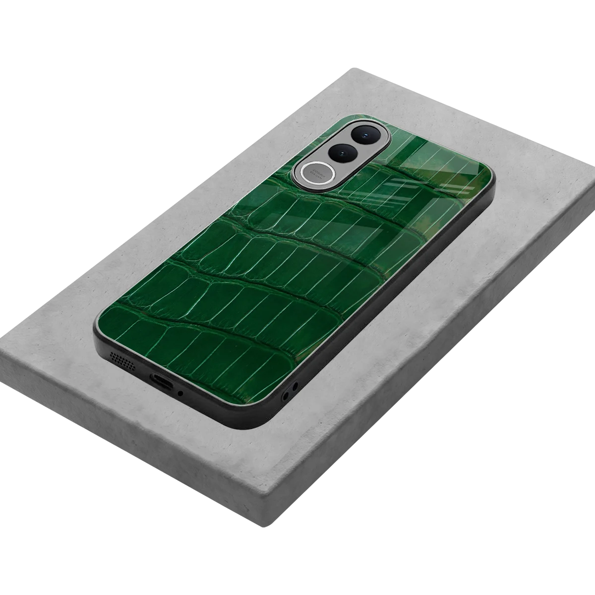 Croco Green stylish phone case for vivo v70 fe | glossy glass and slim fit