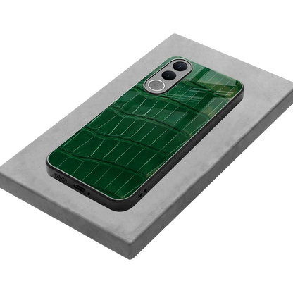 Croco Green stylish phone case for vivo v70 fe | glossy glass and slim fit