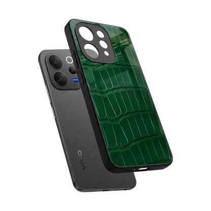 Croco Green sleek vivo v70 elite cover with tempered glass back and TPU edges