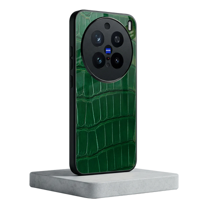 Croco Green vivo x200 pro mobile cover | shockproof glass phone case