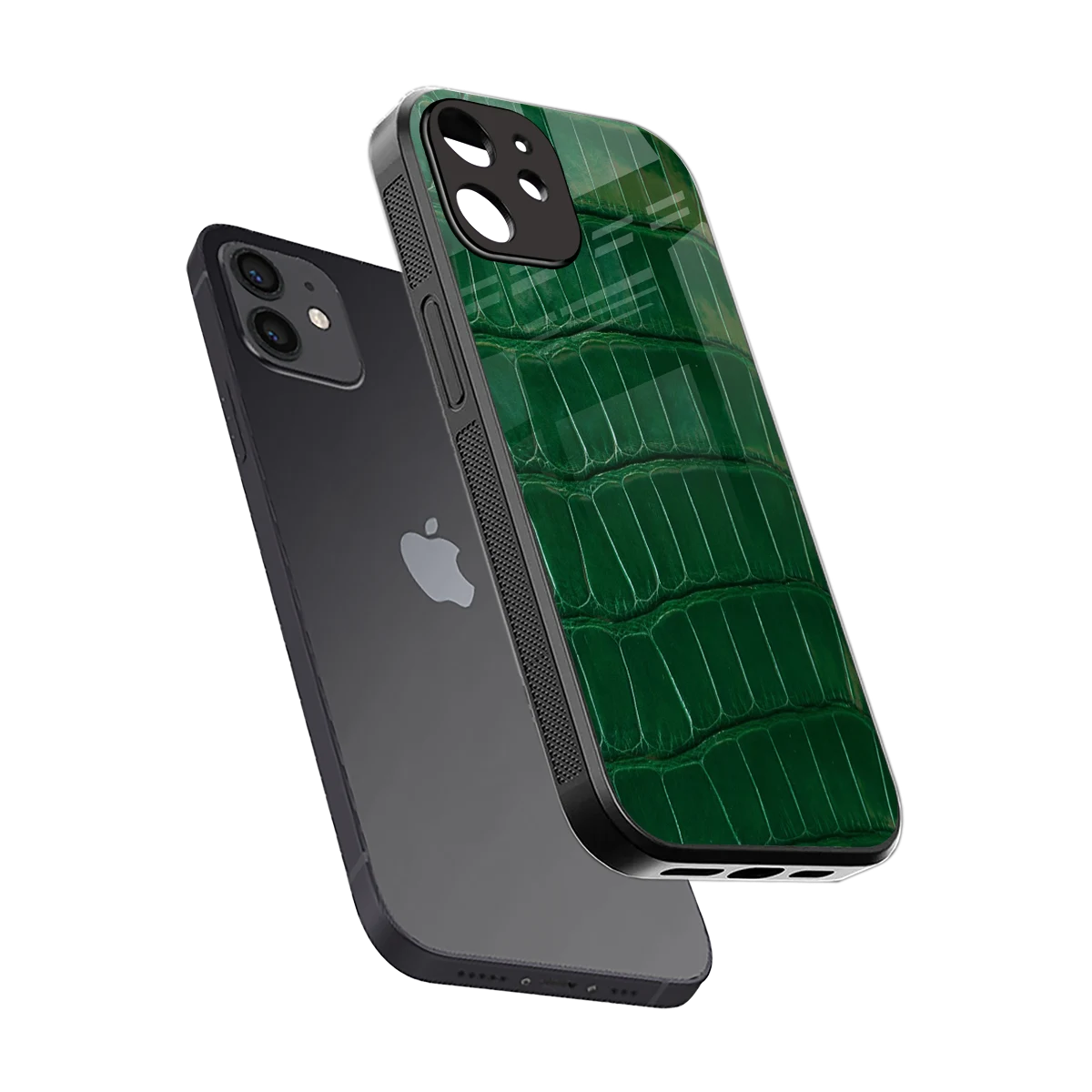 Croco Green sleek iphone 11 cover with tempered glass back and TPU edges