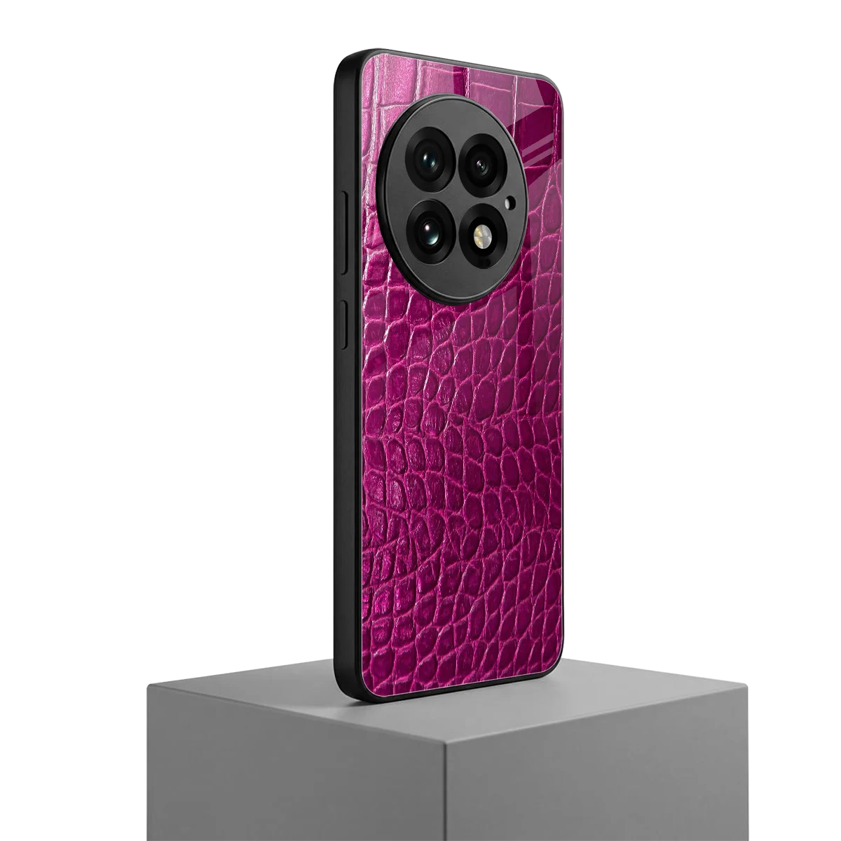 Croco Pink oneplus 13 mobile cover | shockproof glass phone case