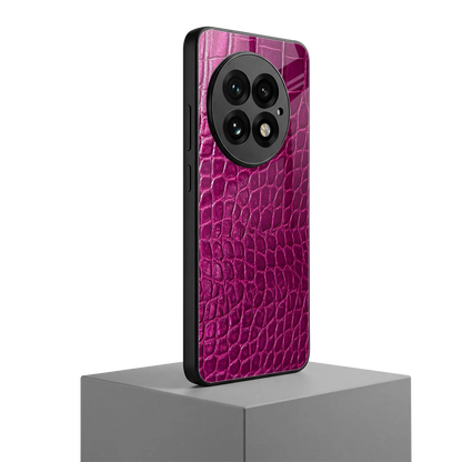 Croco Pink oneplus 13 mobile cover | shockproof glass phone case