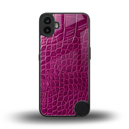 Croco Pink back phone cover | glass case for cmf nothing phone 1