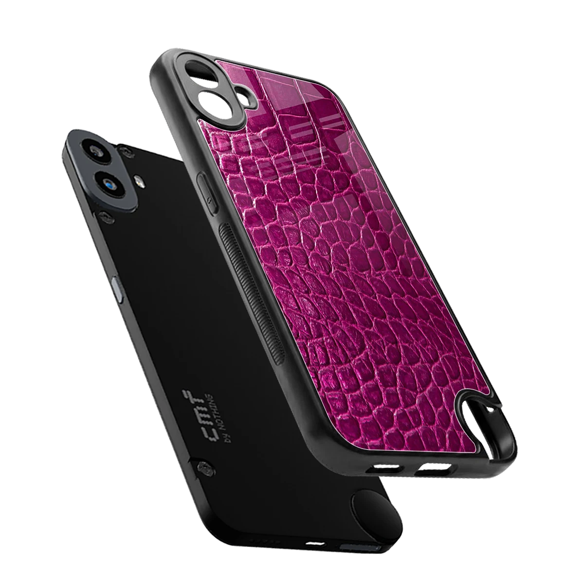 Croco Pink sleek cmf nothing phone 1 cover with tempered glass back and TPU edges