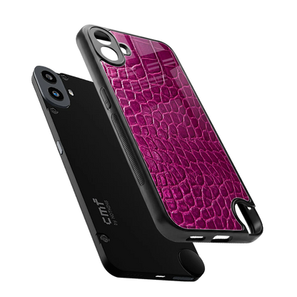 Croco Pink sleek cmf nothing phone 1 cover with tempered glass back and TPU edges