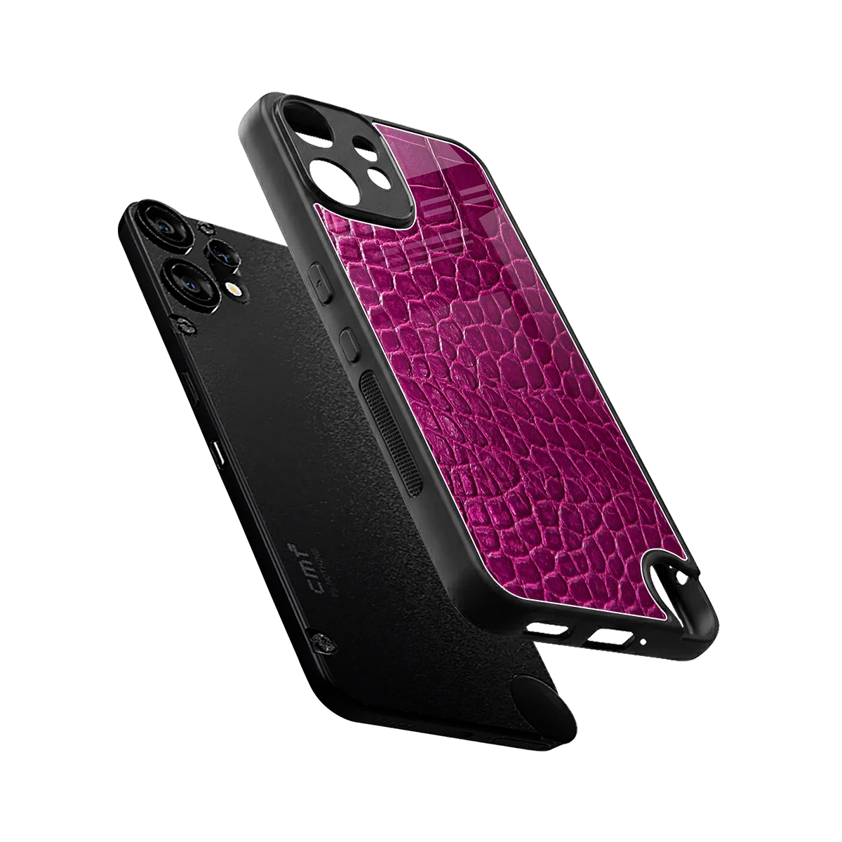 Croco Pink sleek cmf nothing phone 2 pro cover with tempered glass back and TPU edges