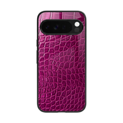 Croco Pink back phone cover | glass case for google pixel 10 pro xl