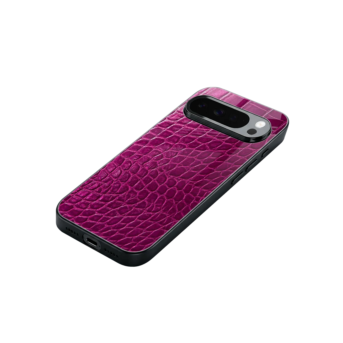 Croco Pink stylish phone case for google pixel 10 pro xl | glossy glass and slim fit