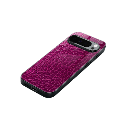 Croco Pink stylish phone case for google pixel 10 pro xl | glossy glass and slim fit