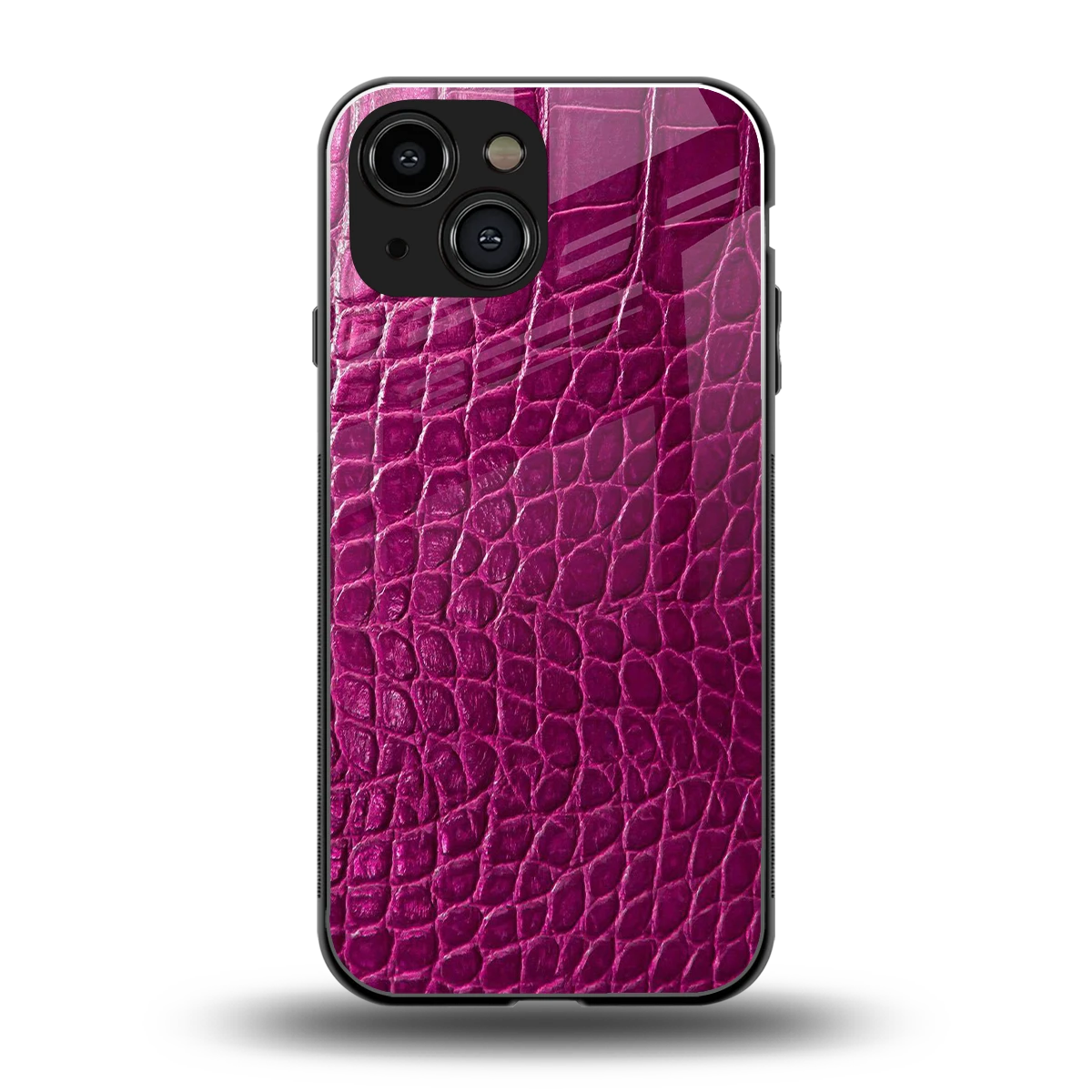 Croco Pink back phone cover | glass case for iphone 13 mini