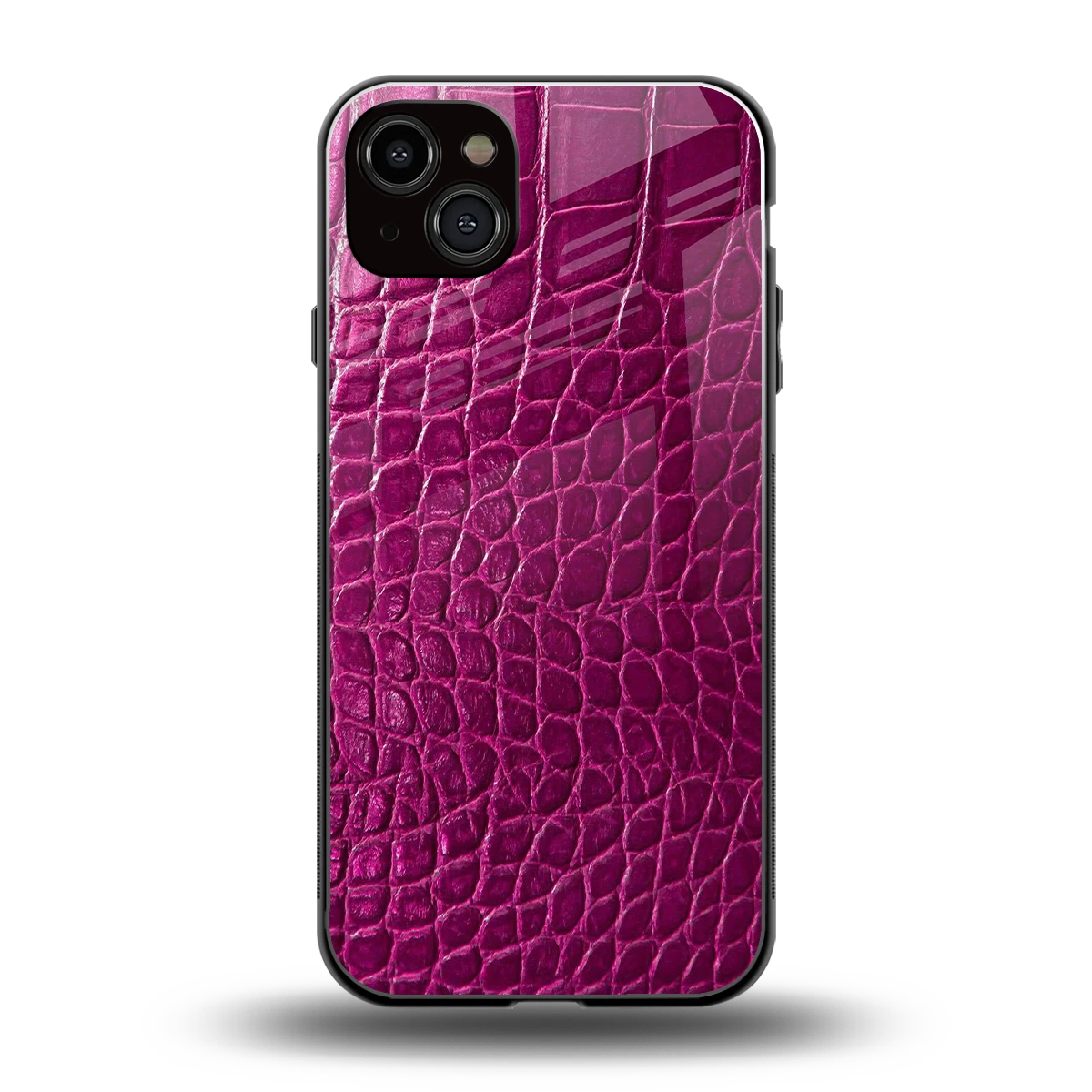 Croco Pink back phone cover | glass case for iphone 14 plus