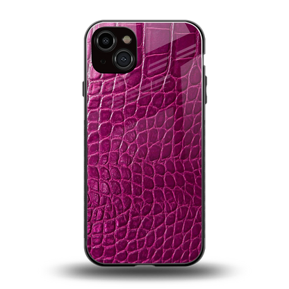 Croco Pink back phone cover | glass case for iphone 14 plus