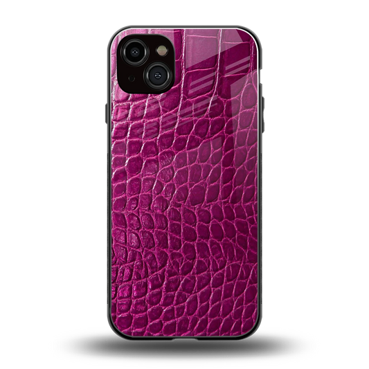 Croco Pink back phone cover | glass case for iphone 14 plus