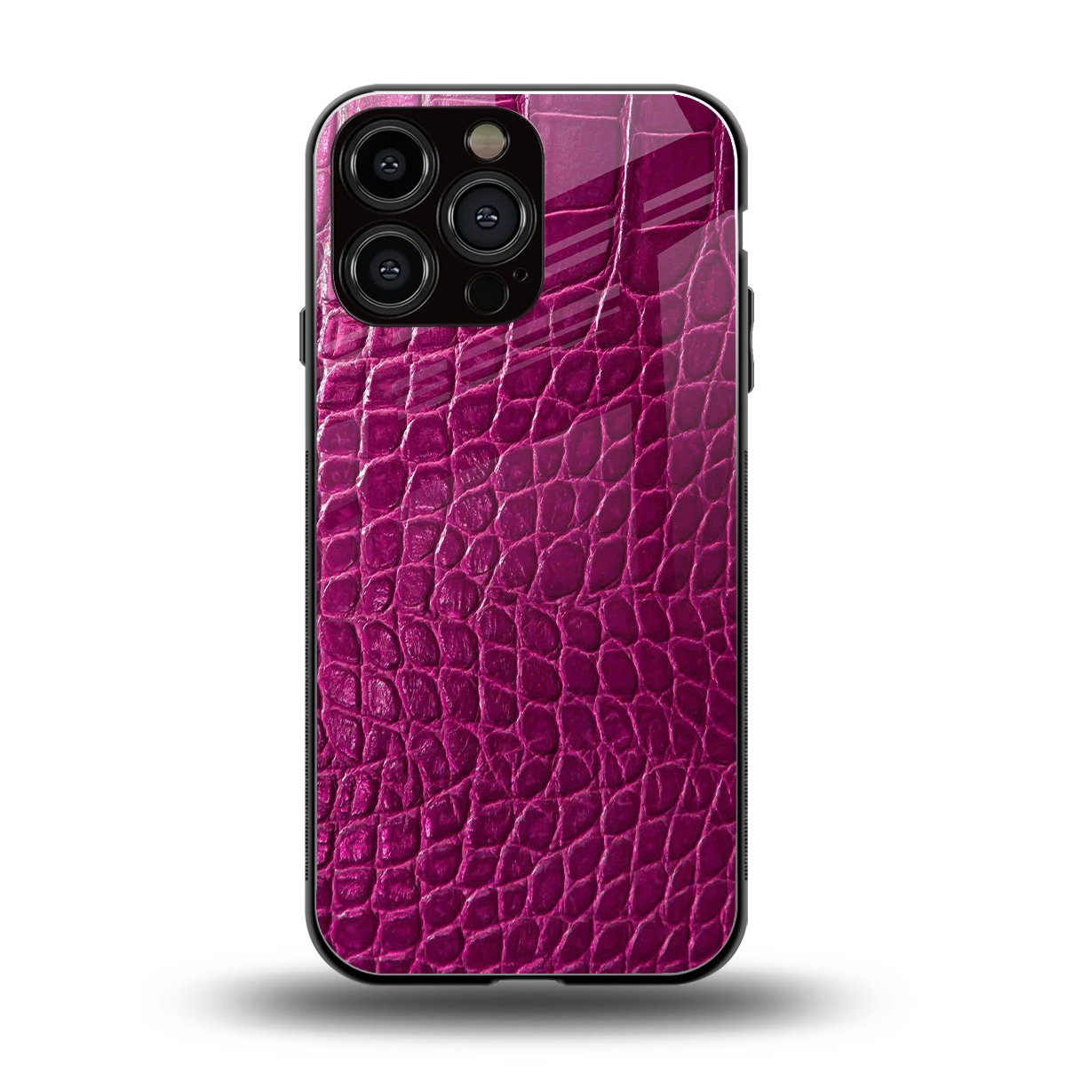 Croco Pink back phone cover | glass case for iphone 15 pro max