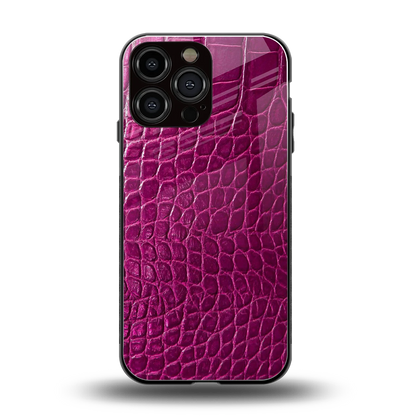 Croco Pink back phone cover | glass case for iphone 15 pro max
