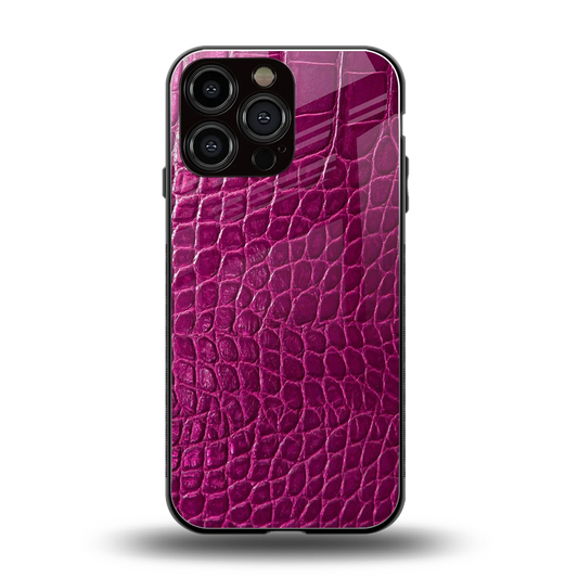 Croco Pink back phone cover | glass case for iphone 15 pro max