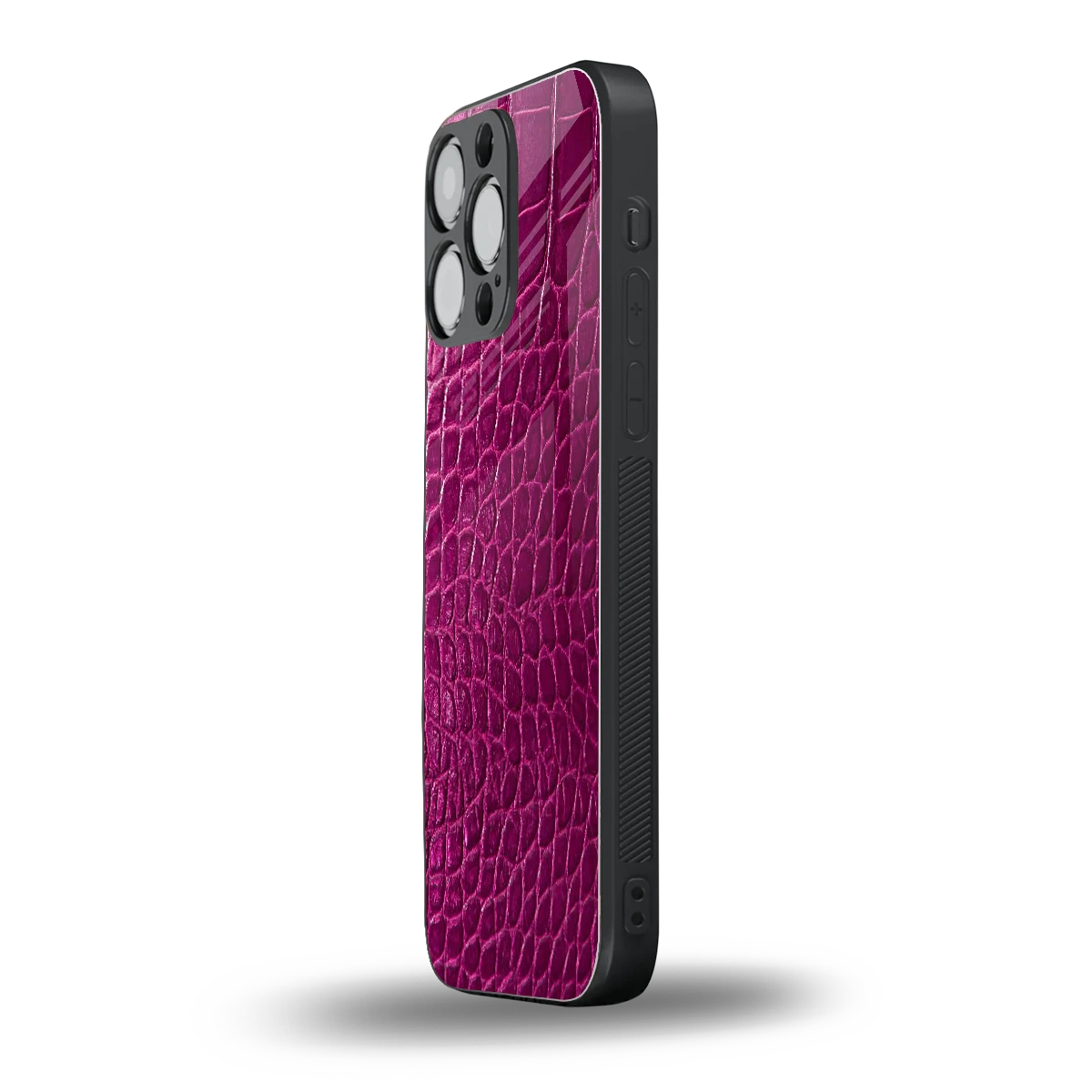 Croco Pink iphone 15 pro max mobile cover | shockproof glass phone case