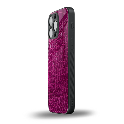 Croco Pink iphone 15 pro max mobile cover | shockproof glass phone case