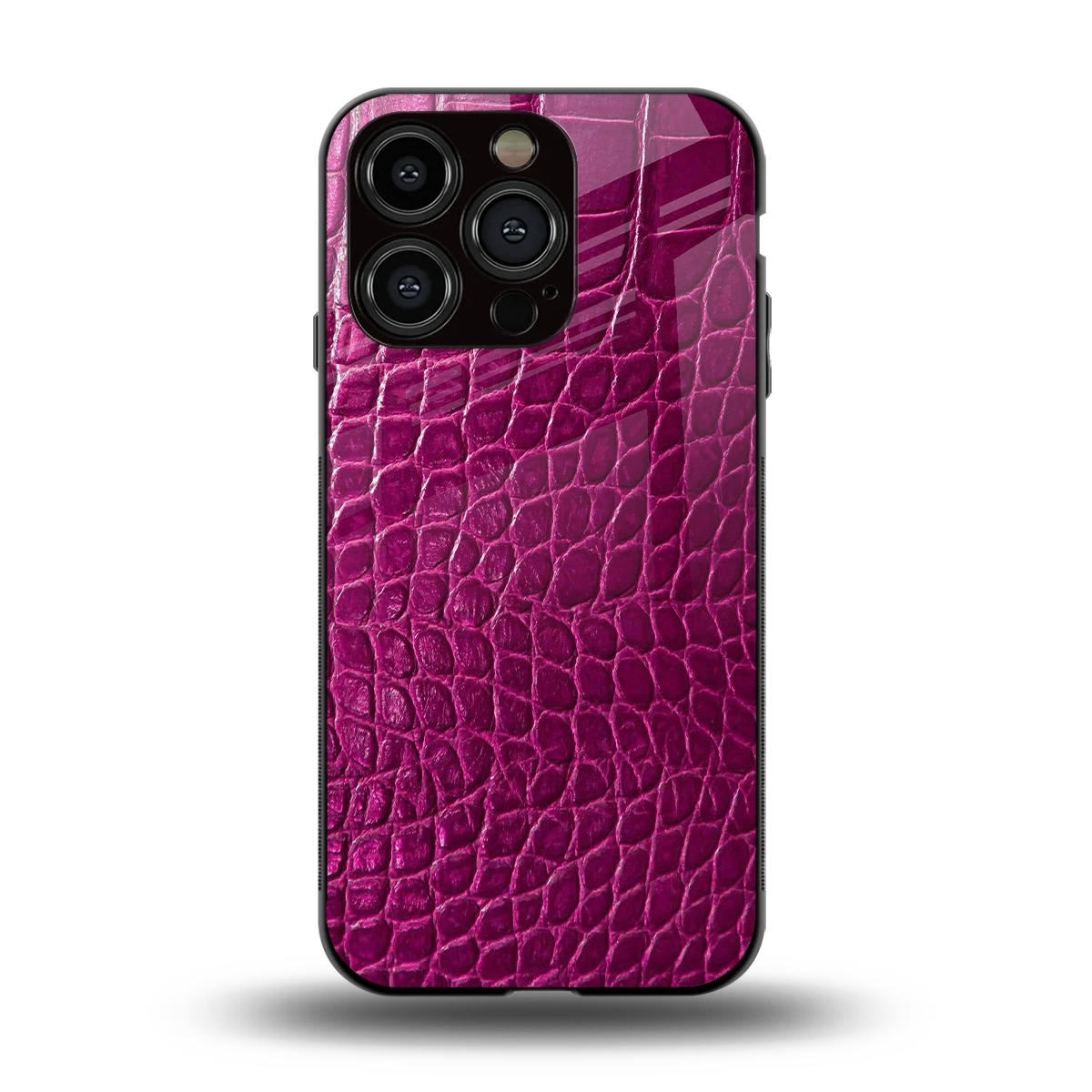 Croco Pink back phone cover | glass case for iphone 15 pro