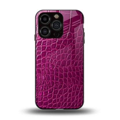 Croco Pink back phone cover | glass case for iphone 15 pro