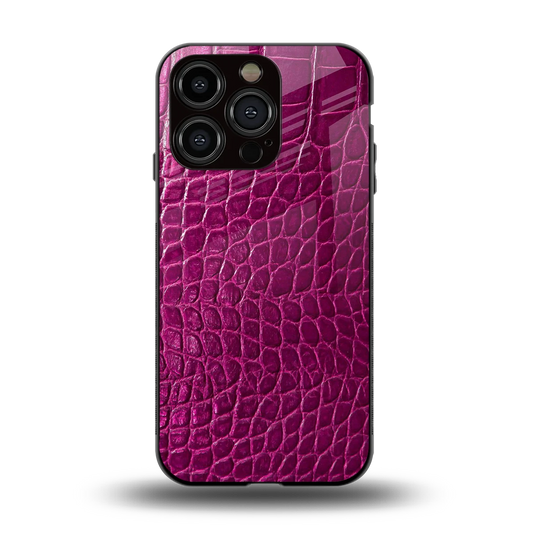 Croco Pink back phone cover | glass case for iphone 15 pro