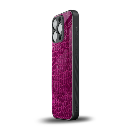 Croco Pink iphone 15 pro mobile cover | shockproof glass phone case