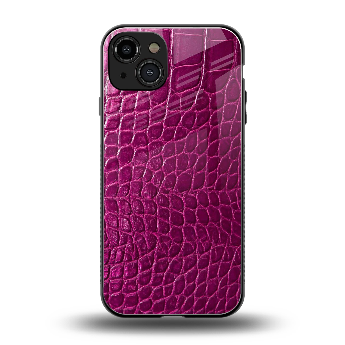 Croco Pink back phone cover | glass case for iphone 15