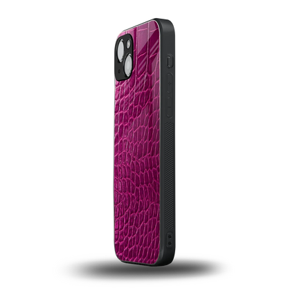 Croco Pink iphone 15 mobile cover | shockproof glass phone case