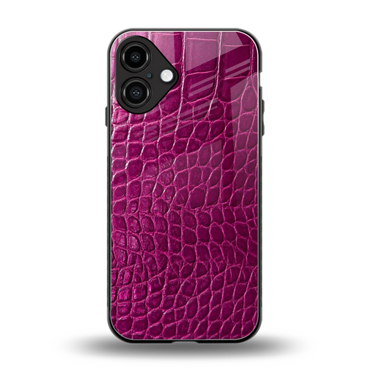 Croco Pink back phone cover | glass case for iphone 16 plus