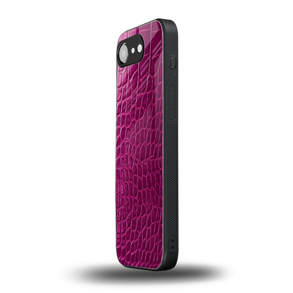 Croco Pink iphone 16e mobile cover | shockproof glass phone case