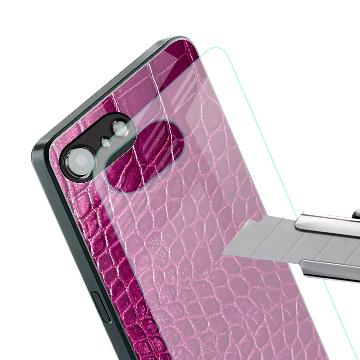 Croco Pink stylish phone case for iphone 16e | glossy glass and slim fit