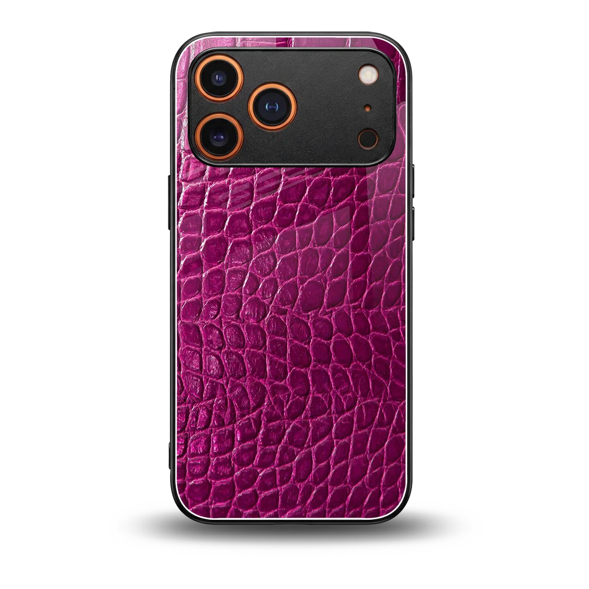 Croco Pink back phone cover | glass case for iphone 17 pro