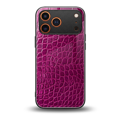 Croco Pink back phone cover | glass case for iphone 17 pro