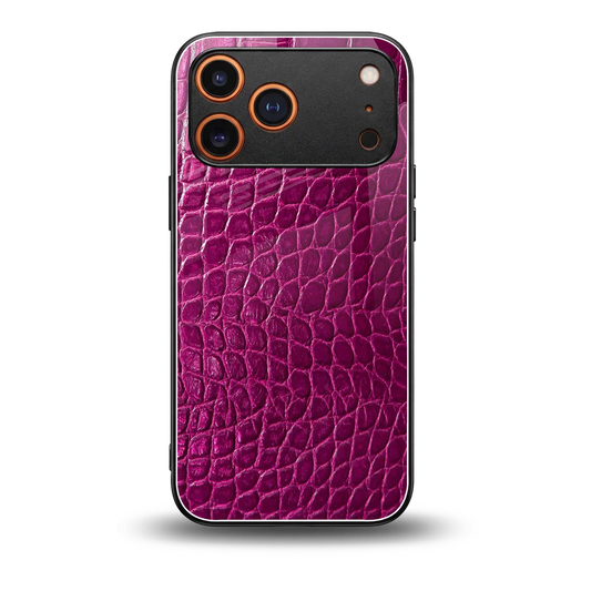 Croco Pink back phone cover | glass case for iphone 17 pro max