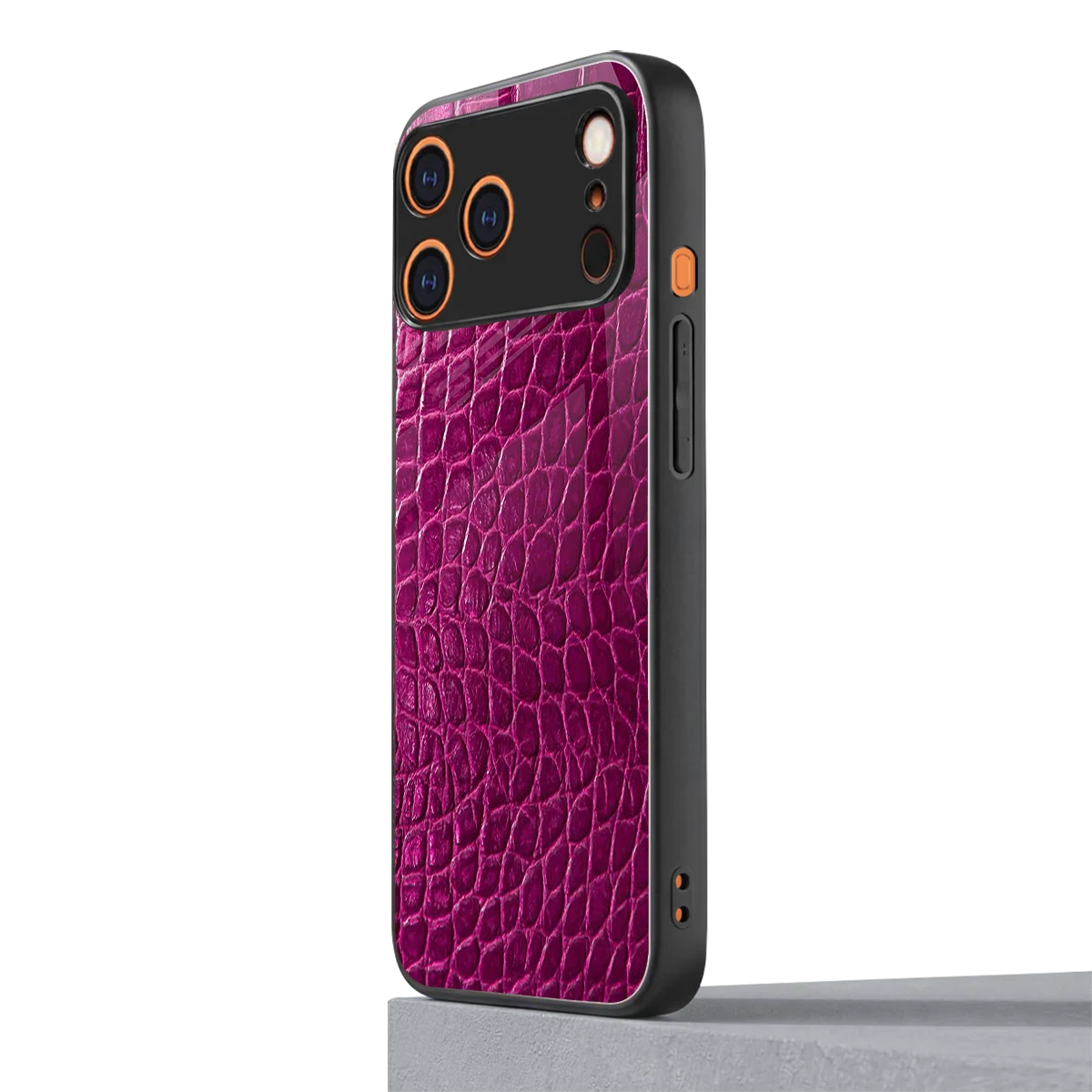 Croco Pink iphone 17 pro mobile cover | shockproof glass phone case