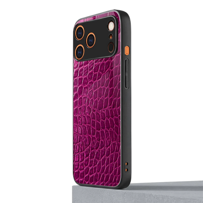 Croco Pink iphone 17 pro mobile cover | shockproof glass phone case