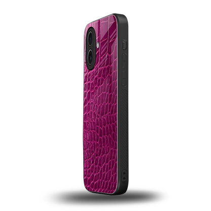 Croco Pink iphone 17 mobile cover | shockproof glass phone case