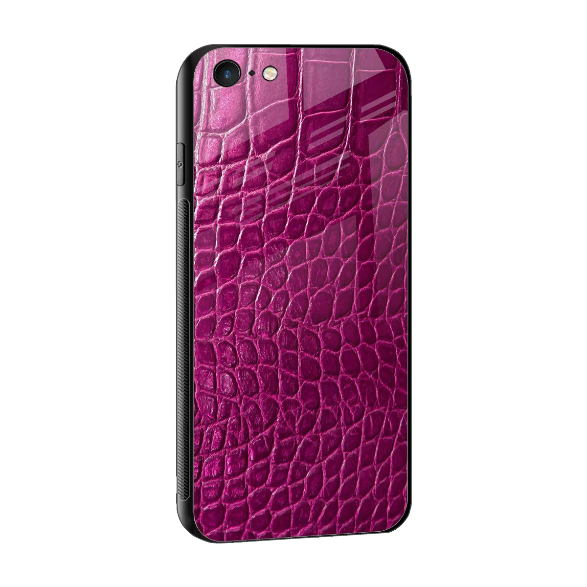 Croco Pink sleek iphone 6 cover with tempered glass back and TPU edges