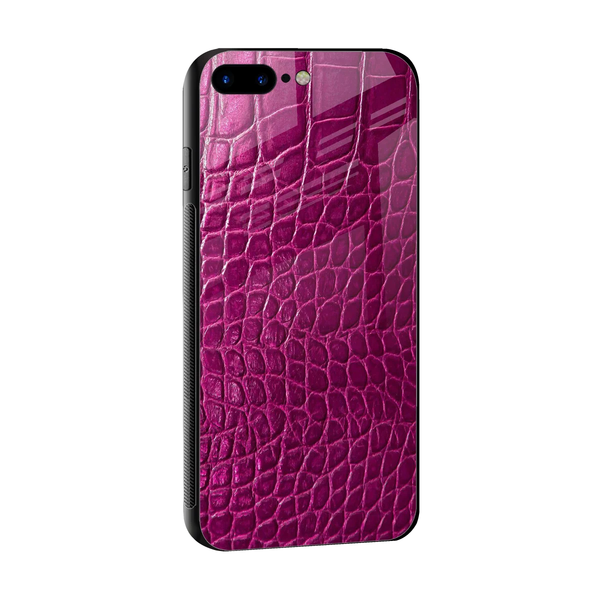 Croco Pink sleek iphone 8 plus cover with tempered glass back and TPU edges